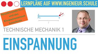 Einspannung Auflagerreaktionen am Kragarmträger berechnen – Technische Mechanik 1 [upl. by Heigho]