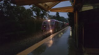 MBTA HSP46 2023 Enters Holbrook Randolph during a thunderstorm [upl. by Ahsinod]