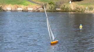 My RC yacht quotOld Yella quot gets a new set of sails [upl. by Cull]