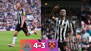 Newcastle vs West Ham 43 EPL highlights 2024  Isak double  Barnes Double  Newcastle COMEBACK [upl. by Ynove]