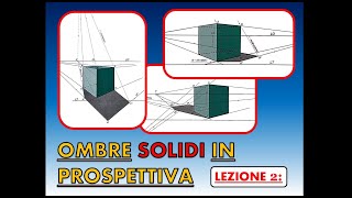 Disegno Tecnico Lez150  Ombra di SOLIDI in prospettiva sorgente dietro di fronte e di fianco [upl. by Nahtnamas]