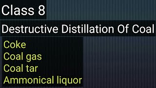 Class 8 Destructive Distillation Process Of Coal [upl. by Merari]