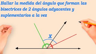 Hallar la medida del ángulo que forman las bisectrices de 2 ángulos adyacentes y suplementarios [upl. by Burkhart889]