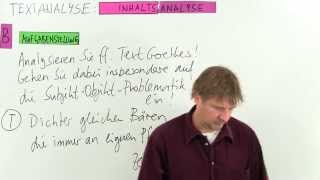 TextanalyseInhaltsanalyse Gesamtidee und Aufgabenstellung  Deutsch  Aufsatz [upl. by Ssitnerp372]