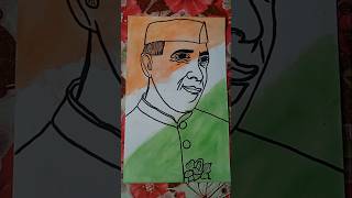 Pt Jawaharlal Nehru Drawing  Childrens day artwork art shorts [upl. by Ledda]