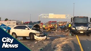 Shocking footage of minor crash turned major on the 401 [upl. by Mchenry]