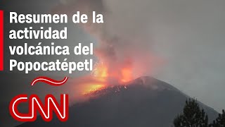 Resumen de la actividad del volcán Popocatépetl ceniza retrasos y cancelaciones de vuelos [upl. by Christine]