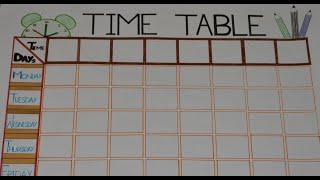 Time Table Chart  quick and easy  for class room school decoration  01 [upl. by Anitsyrhc]