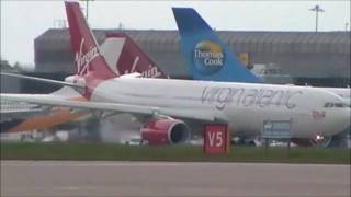 Virgin Atlantic FIRST FLIGHT Airbus A330300  Take Off Manchester [upl. by Shaylynn]