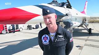 USAF Thunderbirds Commander Lt Col Justin Elliott  Edwards AFB  Aerospace Valley Airshow [upl. by Bonny]