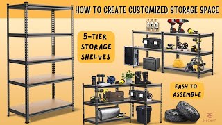 How to Assemble 5Tier Storage Shelves  Easy Shelf Installation Tutorial [upl. by Auberta801]