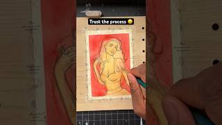 PinUp Girl 💋👯‍♀️Trust the Process 😖 art gouache painting music [upl. by Naesed]