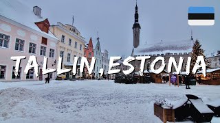 Winter Wonderland in Tallinn Estonia  4K Walking Tour of the Enchanting Old Town [upl. by Aslehc]