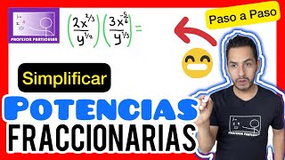 ✅​Simplificación de POTENCIAS Fraccionarias 𝘼𝙥𝙧𝙚𝙣𝙙𝙚 𝙘𝙤𝙣 𝙢𝙪𝙘𝙝𝙤𝙨 𝙚𝙟𝙚𝙧𝙘𝙞𝙘𝙞𝙤𝙨 😎​🫵​💯 Álgebra [upl. by Wilhelmina]