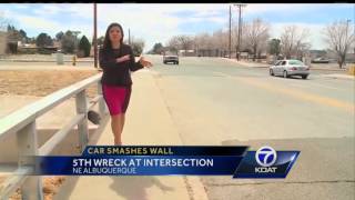 Car hits wall in northeast Albuquerque [upl. by Nonnaer777]