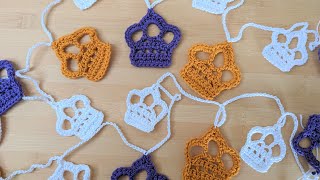 Crochet crown bunting tutorial  Princess party celebration coronation weekend [upl. by Erbes]