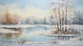 TV Art Screensaver  Winter Landscape Paintings [upl. by Swinton]