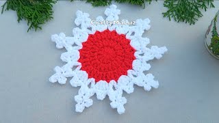 CROCHET TUTORIAL Copo de Nieve a crochet portavasos tejido a crochet Decoración Navidad [upl. by Ilsel]