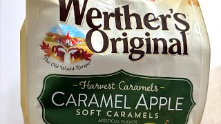 ASMR Crinkle Sounds And Eating Caramel Apple Werthers No Talking 🍬🍏 [upl. by Gwenn]