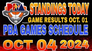 PBA Standings today as of October 1 2024  Pba Game results  Pba schedules October 4 2024 [upl. by Garbers]