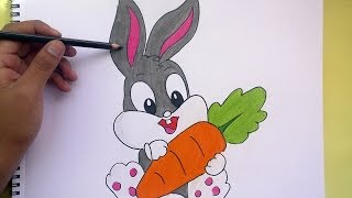 Dibujando y pintando a Bugs Bunny Looney Tunes Drawing and painting Bugs Bunny  Looney Tunes [upl. by Nepsa]