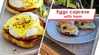 Eggs caprese with ham  Breakfast ideas with eggs  Tasty and easy recipe for every day [upl. by Anaul]