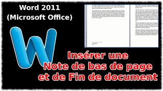 Tuto Insérer une note de bas de page et de fin de document Word 2011 [upl. by Vigen]