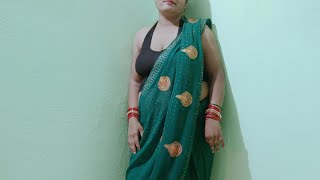 saree draping in low waist style simple step  low waist style saree draping with black blouse [upl. by Atnicaj]