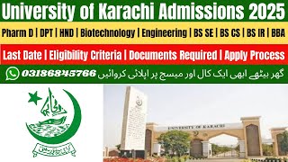 University of Karachi Admissions 2025  UOK Admission 2025  Karachi University Admission 2025 [upl. by Kele]