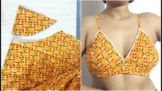 Cotton Bra Without Elastic  Cutting and Stitching  बिना इलास्टिक वाली ब्रा बनाएं [upl. by Deelaw]