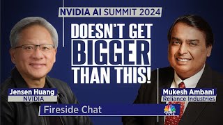 NVIDIAs Founder amp CEO Jensen Huang Fireside Chat With Mukesh Ambani  NVIDIA AI Summit  CNBC TV18 [upl. by Daitzman]