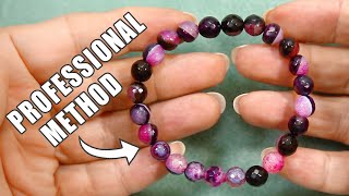 How To Make A Beaded Elastic Bracelet  No Glue Professional Method  Easy DIY jewelry tutorial [upl. by Gagnon]