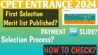 CPET FIRST SELECTION MERIT LIST PUBLISHED 2024  How to check pg merit list  Selection Process [upl. by Yemirej]