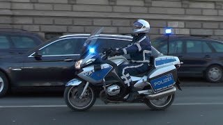 Polizeimotorrad Krad Polizei Frankfurt auf Einsatzfahrt [upl. by Enel]