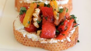 Roasted Pepper And Goat Cheese Crostini  A Clean amp Delicious® Party Recipe [upl. by Ketty]