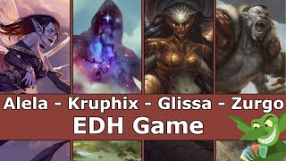 Alela vs Kruphix vs Glissa vs Zurgo EDH  CMDR game play for Magic The Gathering [upl. by Cardie]