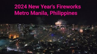 Happy New Year 2024 Roofdeck View of Metro Manila Fireworks [upl. by Eikkin]