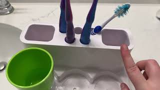 Eslite Toothbrush Toothpaste Holder Stand for Bathroom Storage Organizer Review [upl. by Virge]