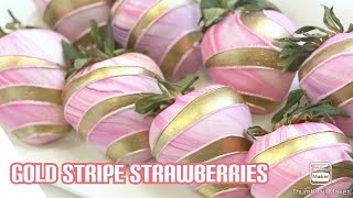 How To Make Gold Stripe Chocolate Covered Strawberries [upl. by Caylor]