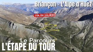 Parcours de létape du Tour de france 2022  Briançon  lAlpes dhuez [upl. by Zinnes]