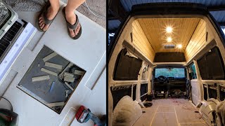 Decke mit Holz verkleiden und Carbest Dachluke einbauen im VW T5 Hochdach DIY Campervan 🔥 [upl. by Frances]