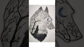 Draw to Moonlight Wolfmlosnastoriesart youtubeshortsshortvideo trendingshortsshort [upl. by Nade]