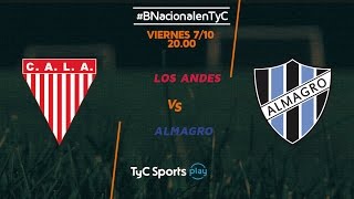 Primera B Nacional Los Andes vs Almagro  BNacionalenTyC [upl. by Had]