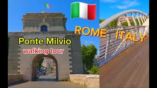 Ponte Milvio over the Tiber Walking Tour ROME ITALY [upl. by Kenley]