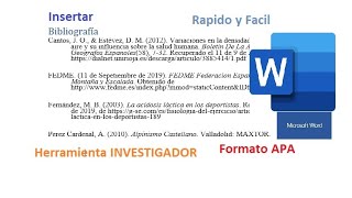 Como hacer una Bibliografia en Word en formato APA Correctamente Muy Rapido y Facil [upl. by Astrid]