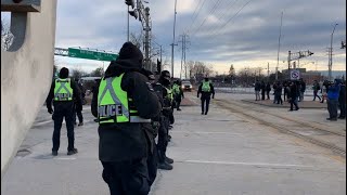 Scenes from todays blockade of the Ambassador Bridge as police attempt to clear protesters fro [upl. by Dominique]