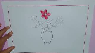 How to Draw a flower vase with flowers [upl. by Yrtua]