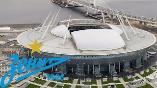 GAZPROM Arena Zenit St Petersburg Stadium Aerial View [upl. by Ogaitnas]