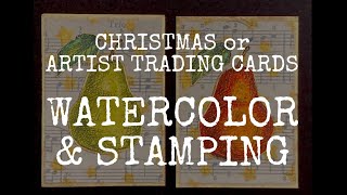 Artist Trading Card  with Tim Holtz watercolor pencils Christmas Card [upl. by Ilagam]