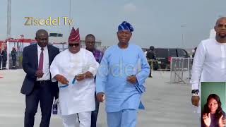 Arrival of Gov Ademola Adeleke uncle Deji Adeleke Kayode Fayemi Adams Oshiomole at Dangote refin [upl. by Esilanna]